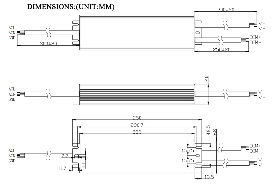 Size of 12v 80w constant voltage led driver